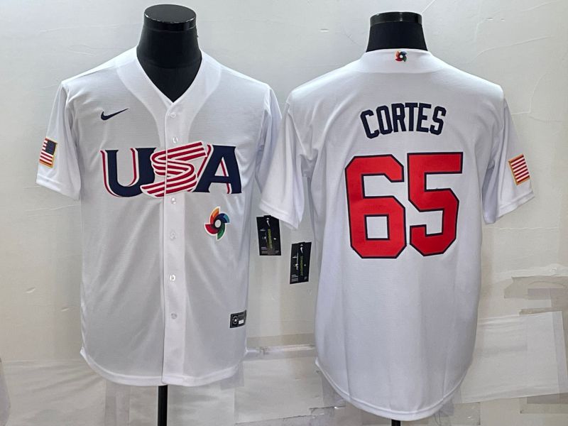 Men 2023 World Cub USA #65 Cortes White Nike MLB Jersey7->more jerseys->MLB Jersey
